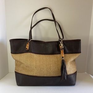Big Buddha Woven Tan Summer Tote Bag-Final Clearance Price